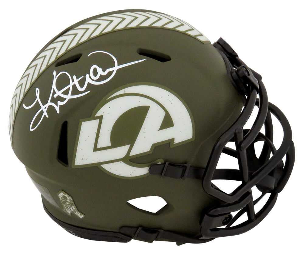 Kurt Warner Signed Rams Salute to Service Riddell Speed Mini Helmet - Schwartz Authenticated