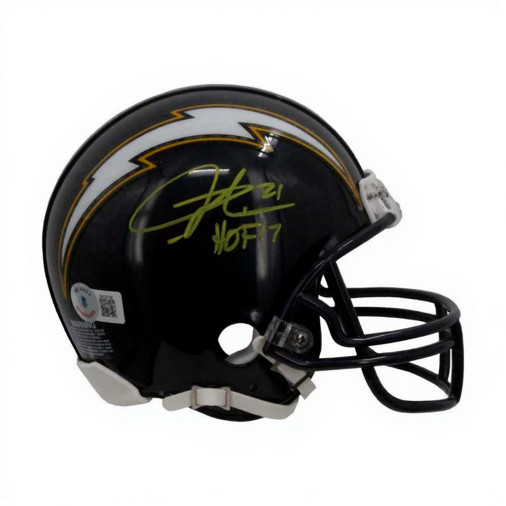 LaDainian Tomlinson Autographed Los Angeles Chargers Mini Football Helmet “HOF 17” (Beckett BAS COA)