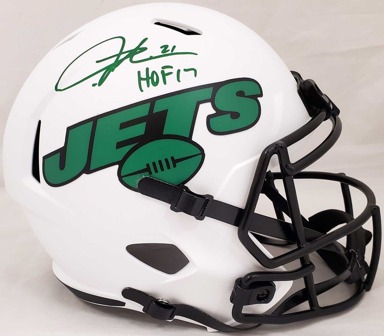 LaDainian Tomlinson Autographed New York Jets Lunar Eclipse White Full Size Replica Speed Helmet "HOF 17" Beckett BAS