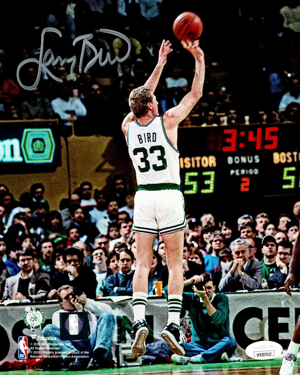 Larry Bird Autographed 8x10 Photo Boston Celtics JSA Stock #230033
