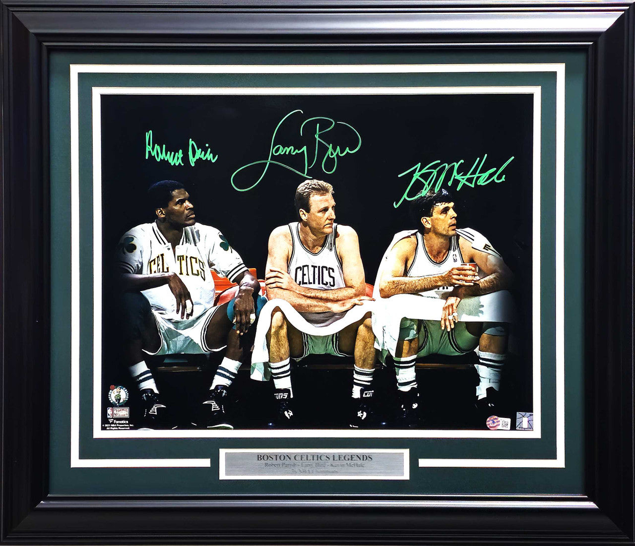 Larry Bird, Kevin McHale & Robert Parish Signed Framed 16x20 Boston Celtics Photo – BAS Witness