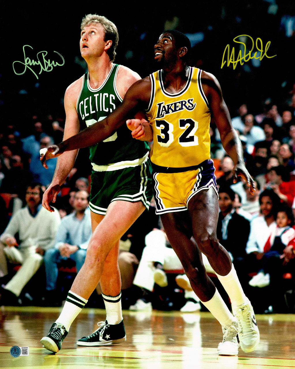 Larry Bird & Magic Johnson Autographed 16x20 Photo – Boston Celtics & Los Angeles Lakers – Beckett BAS