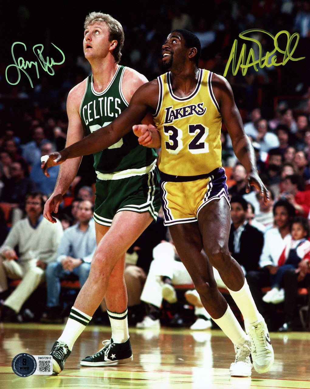 Larry Bird & Magic Johnson Autographed 8x10 Photo Boston Celtics & Los Angeles Lakers Beckett BAS Witness