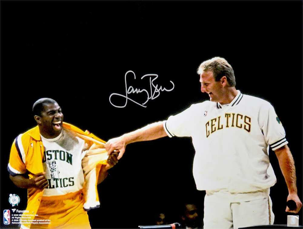 Larry Bird Signed Boston Celtics Retirement Night w/Magic Johnson 16x20 Photo - Larry Bird Authenticated
