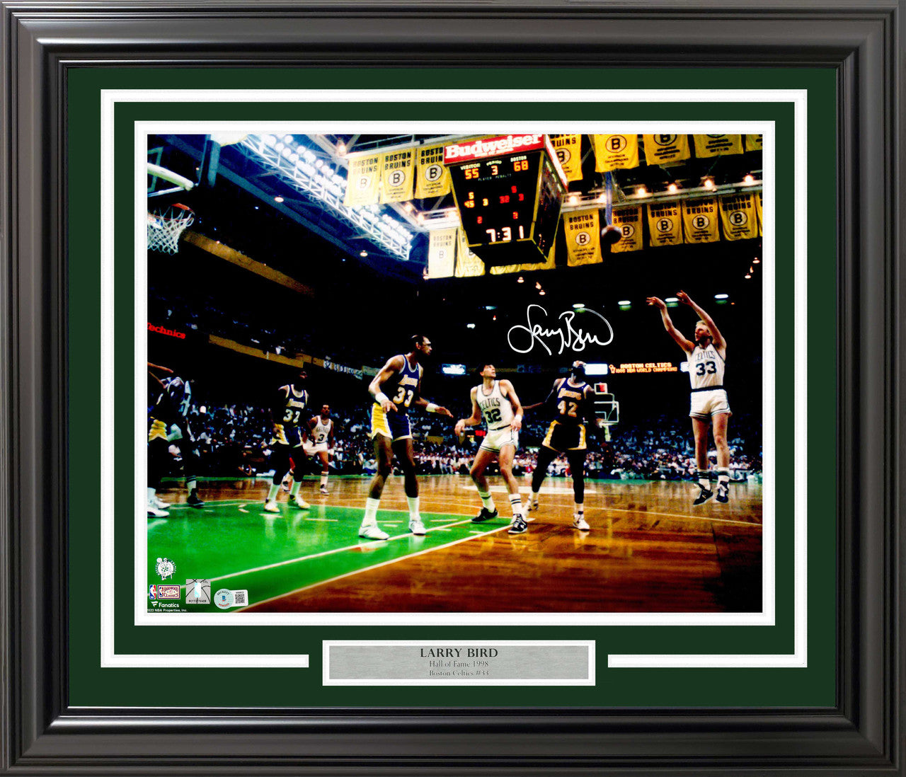 Larry Bird Signed Framed 16x20 Boston Celtics Photo – Beckett BAS Witness COA