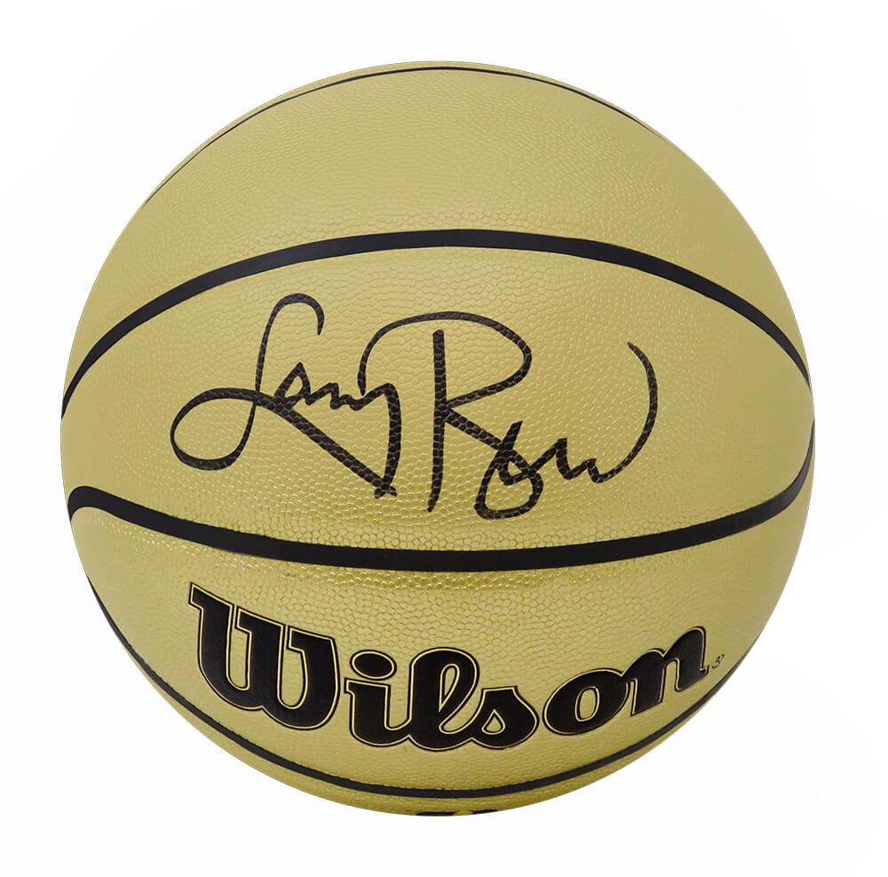 Larry Bird Signed Wilson Gold NBA Basketball - Larry Bird Authenticated