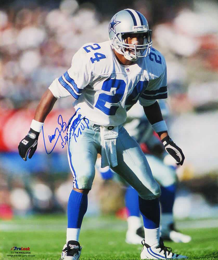 Larry Brown Signed Dallas Cowboys Action 16x20 Photo w/SB XXX MVP - Schwartz Authenticated