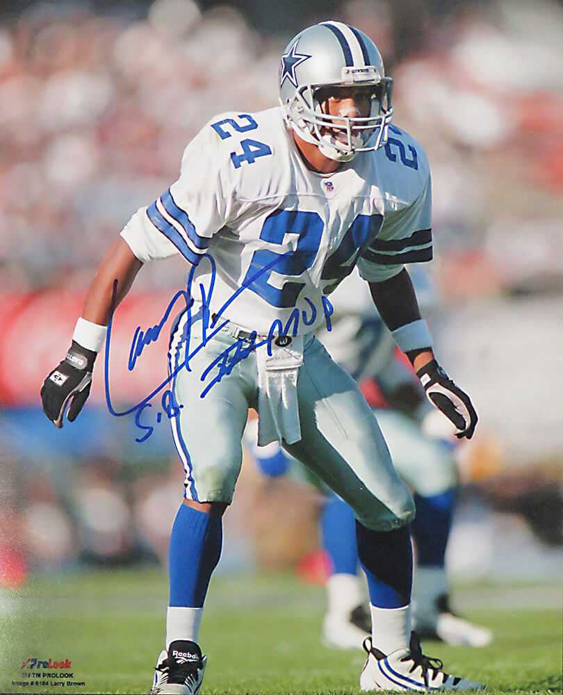 Larry Brown Signed Dallas Cowboys Action 8x10 Photo w/SB XXX MVP - Schwartz Authentic