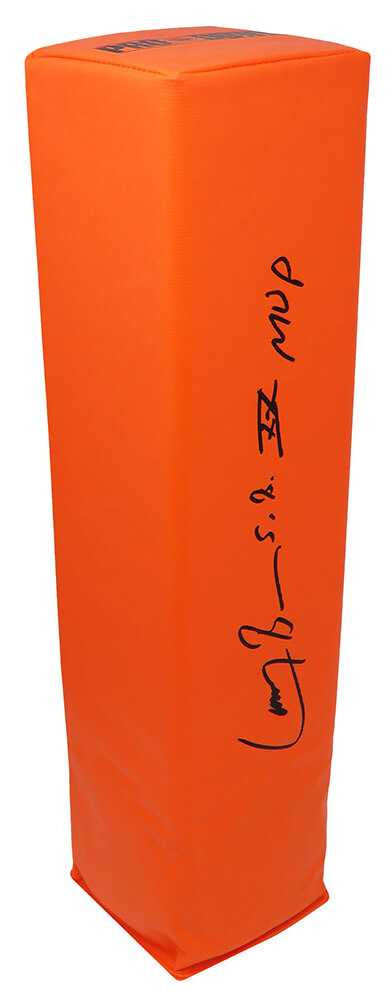 Larry Brown Signed Orange Endzone Pylon w/SB XXX MVP - Schwartz Authenticated