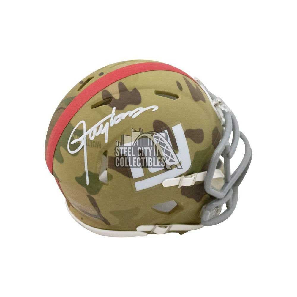 Lawrence Taylor Autographed New York Giants Camo Mini Football Helmet - JSA COA