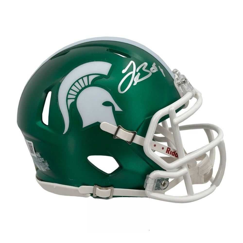 Le'Veon Bell Autographed Michigan State Spartans Speed Satin Green Mini Helmet - BAS