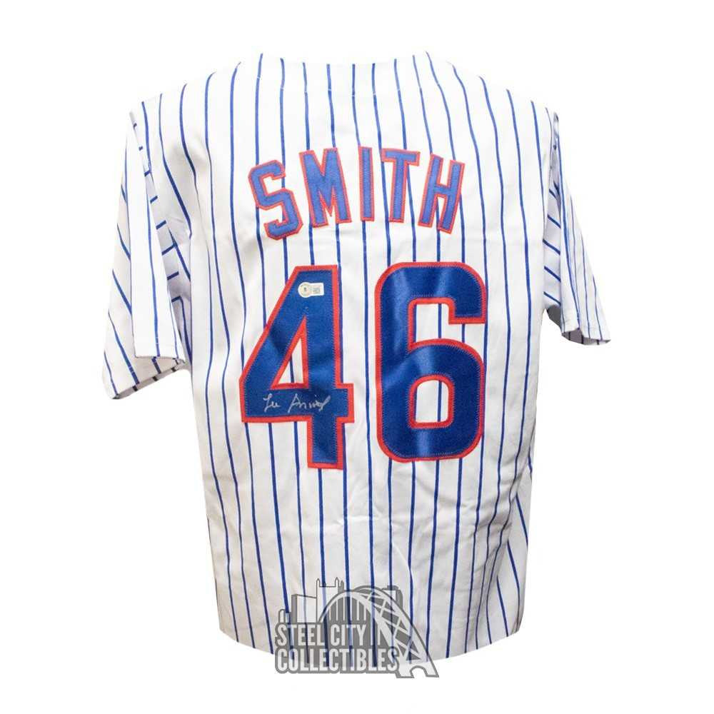 Lee Smith Autographed Chicago Custom White Pinstripe Jersey - BAS