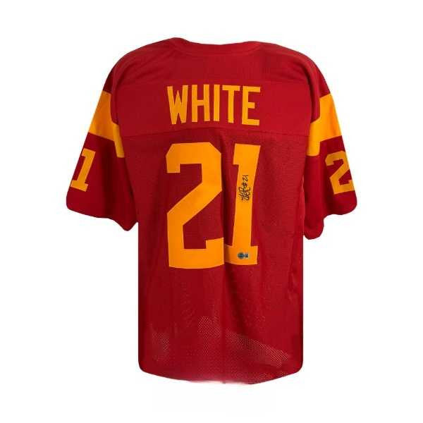 LenDale White Autographed USC Trojans Custom Maroon Football Jersey - BAS