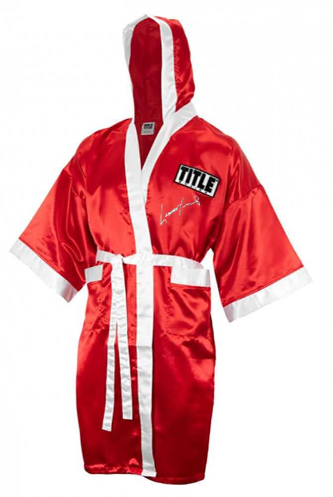 Lennox Lewis Signed Title Red Boxing Robe With Hood - Schwartz Authenticated