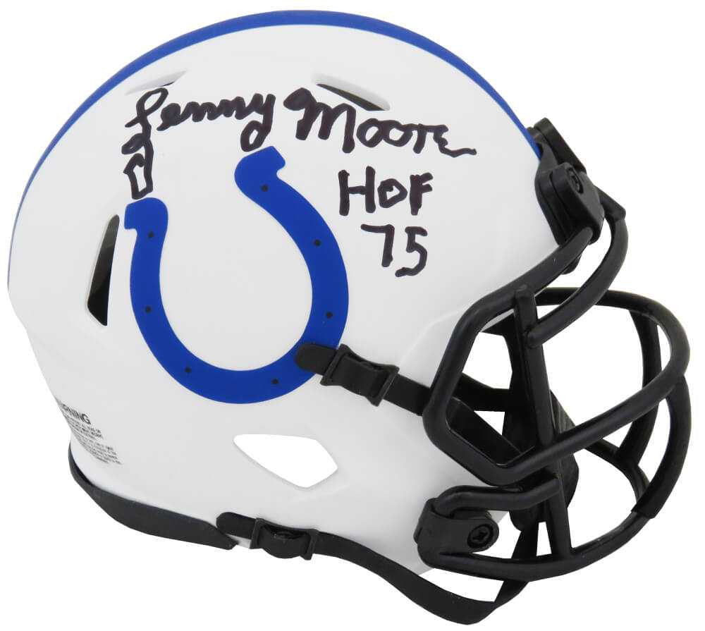Lenny Moore Signed Colts Lunar Eclipse Riddell Speed Mini Helmet w/HOF'75 - Schwartz Authenticated