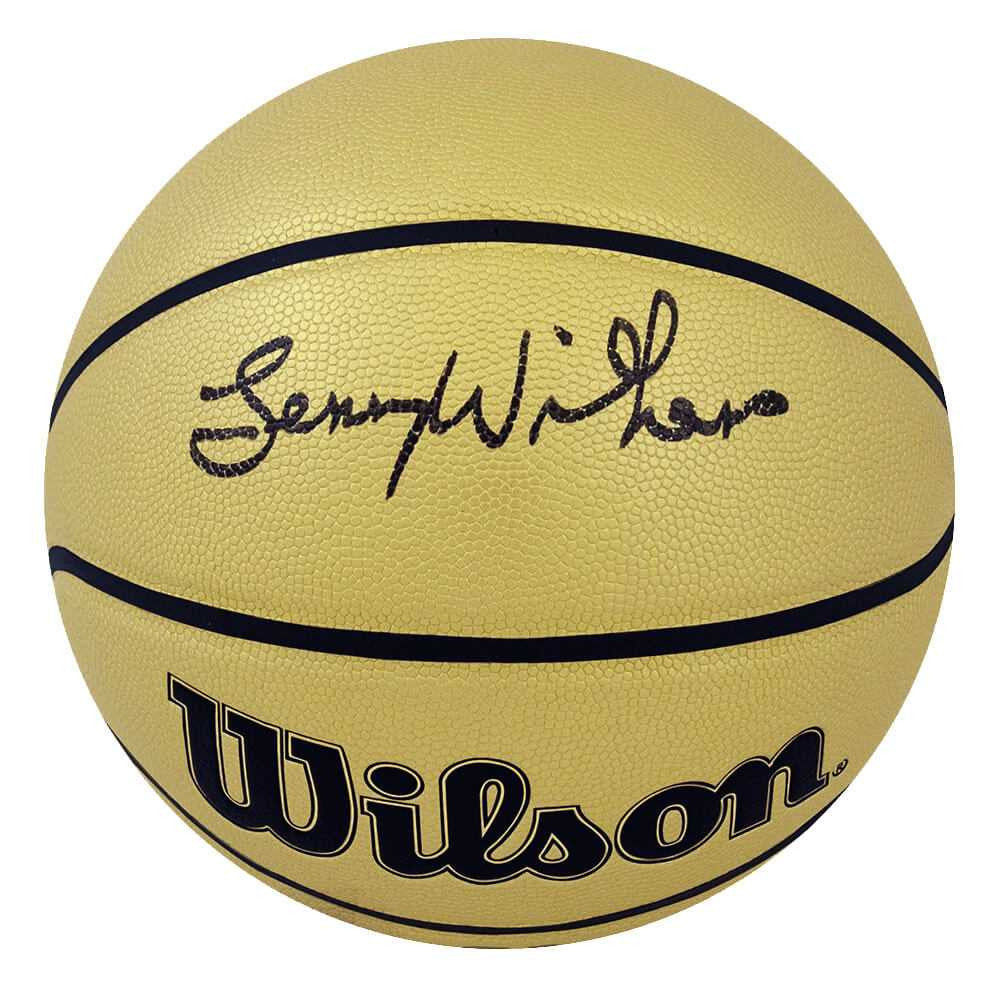 Lenny Wilkens Signed Wilson Gold Full Size NBA Basketball - Schwartz Authenticated