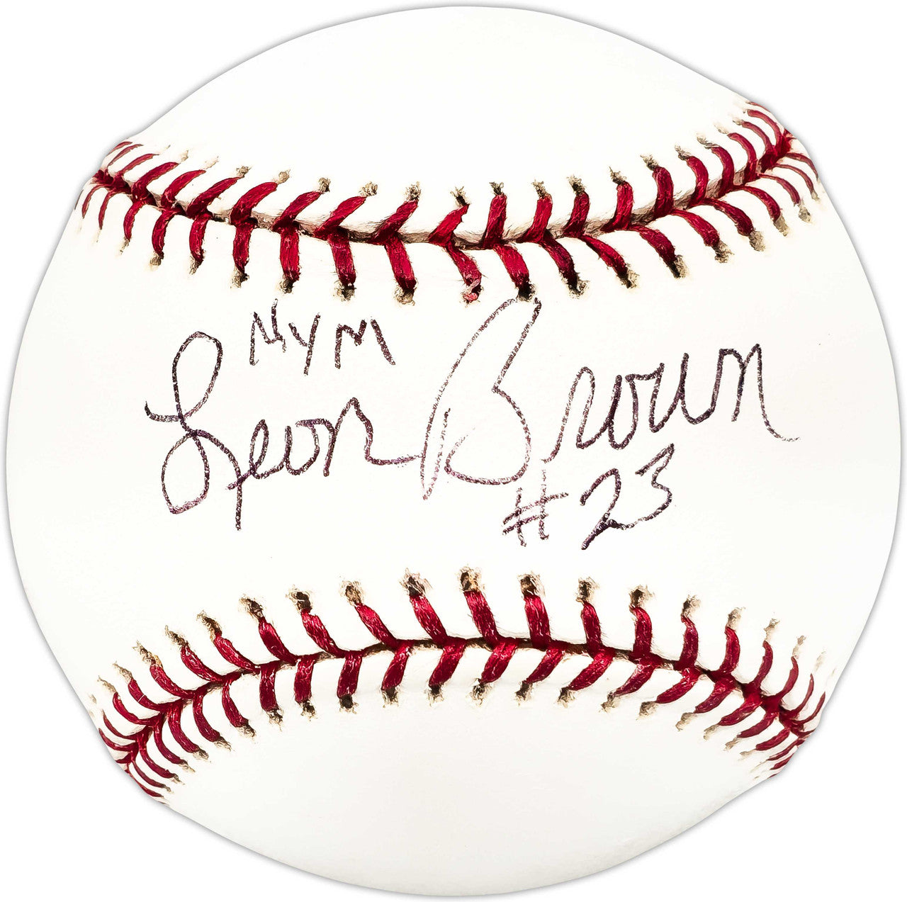 Leon Brown Autographed Official MLB Baseball New York Mets "NYM #23" SKU #225464