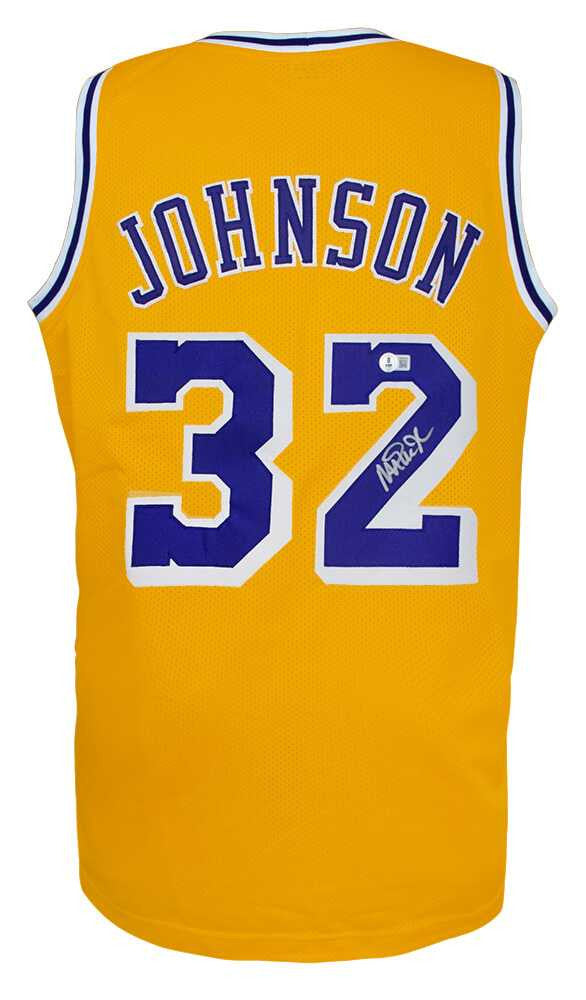 Los Angeles Lakers Magic Johnson Gold Throwback Jersey - Beckett