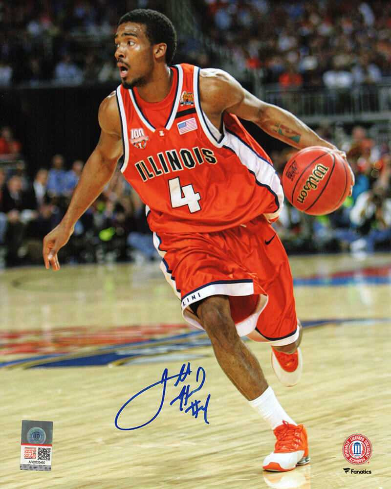 Luther Head Signed Illinois Fighting Illini Orange Jersey Action 8x10 Photo