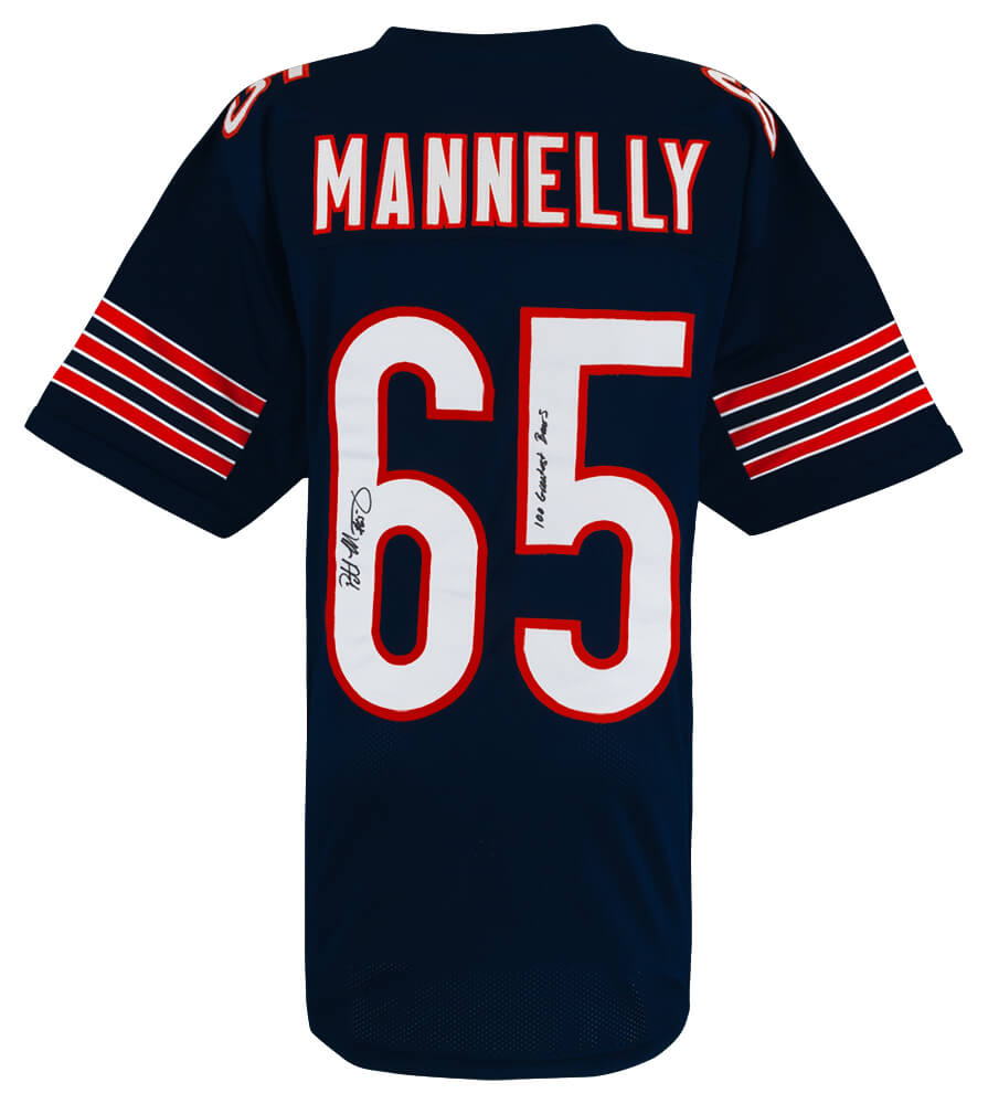 Chicago Bears Patrick Mannelly Signed Navy Custom Football Jersey w/100 Greatest Bears