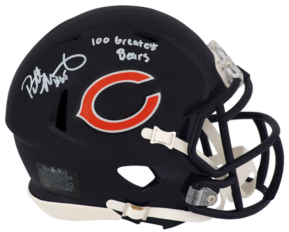 Patrick Mannelly Signed Chicago Bears Riddell Speed Mini Helmet w/100 Greatest Bears