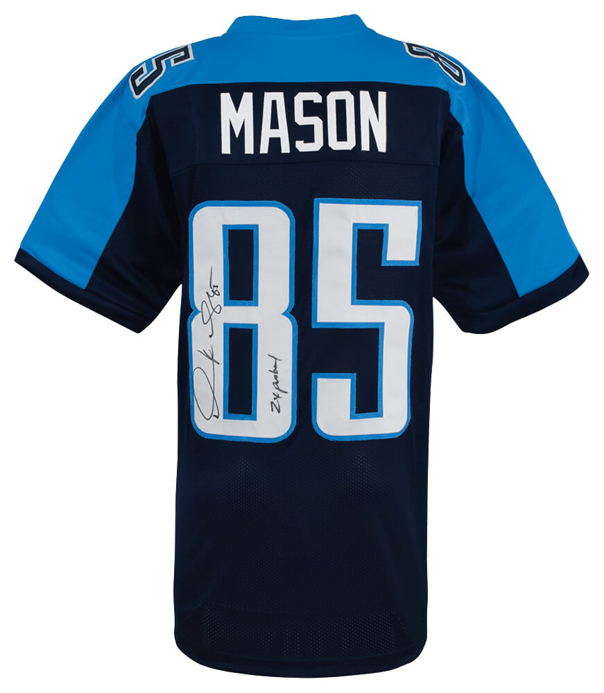 Tennesee Titans Derrick Mason Signed Blue Custom Football Jersey w/2x Pro Bowl