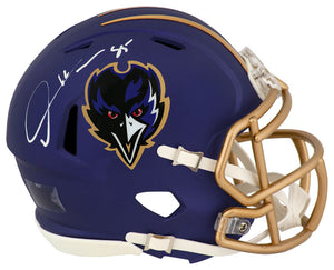 Derrick Mason Signed Baltimore Ravens 2024 Alternate Purple Riddell Speed Mini Helmet
