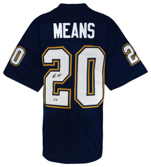 Natrone Means Signed Navy Custom Football Jersey - (Beckett)