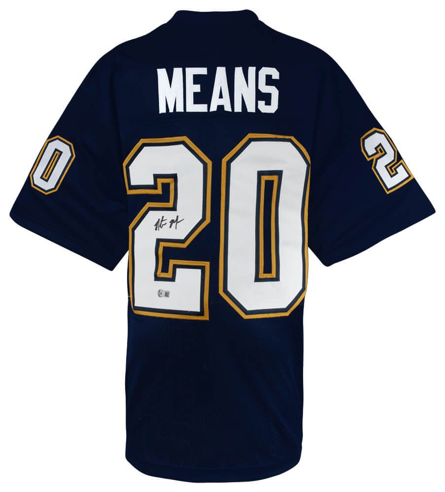 Natrone Means Signed Navy Custom Football Jersey - (Beckett)