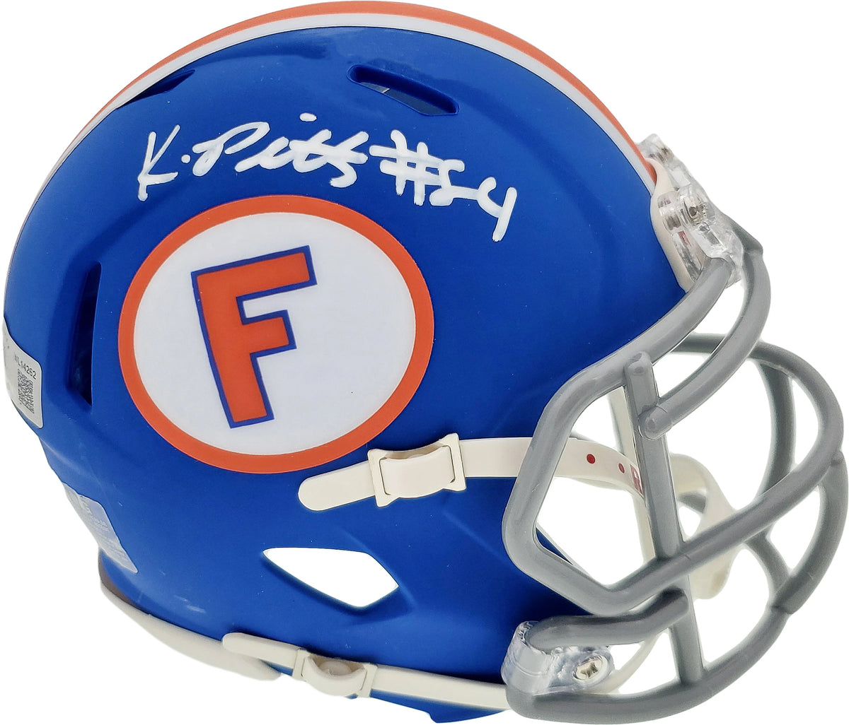 Kyle Pitts Autographed Florida Gators Flat Matte Blue Riddell Speed Mini Helmet - Beckett BAS Witnessed Certified