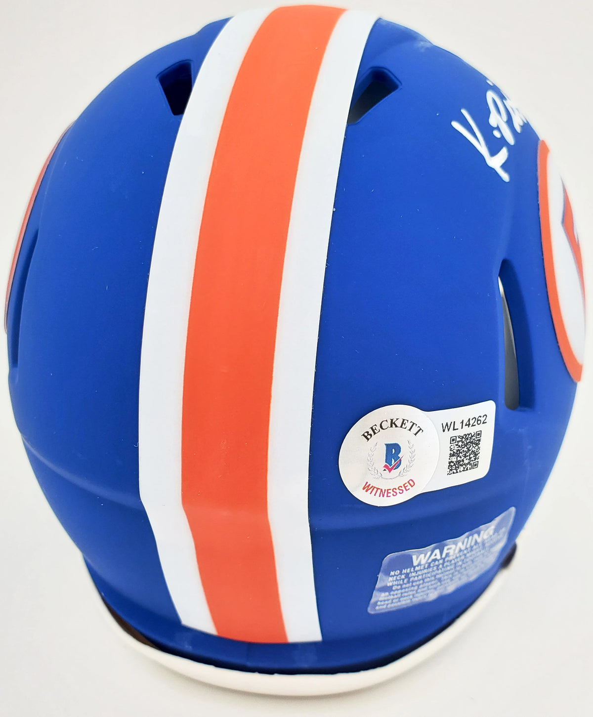 Kyle Pitts Autographed Florida Gators Flat Matte Blue Riddell Speed Mini Helmet - Beckett BAS Witnessed Certified