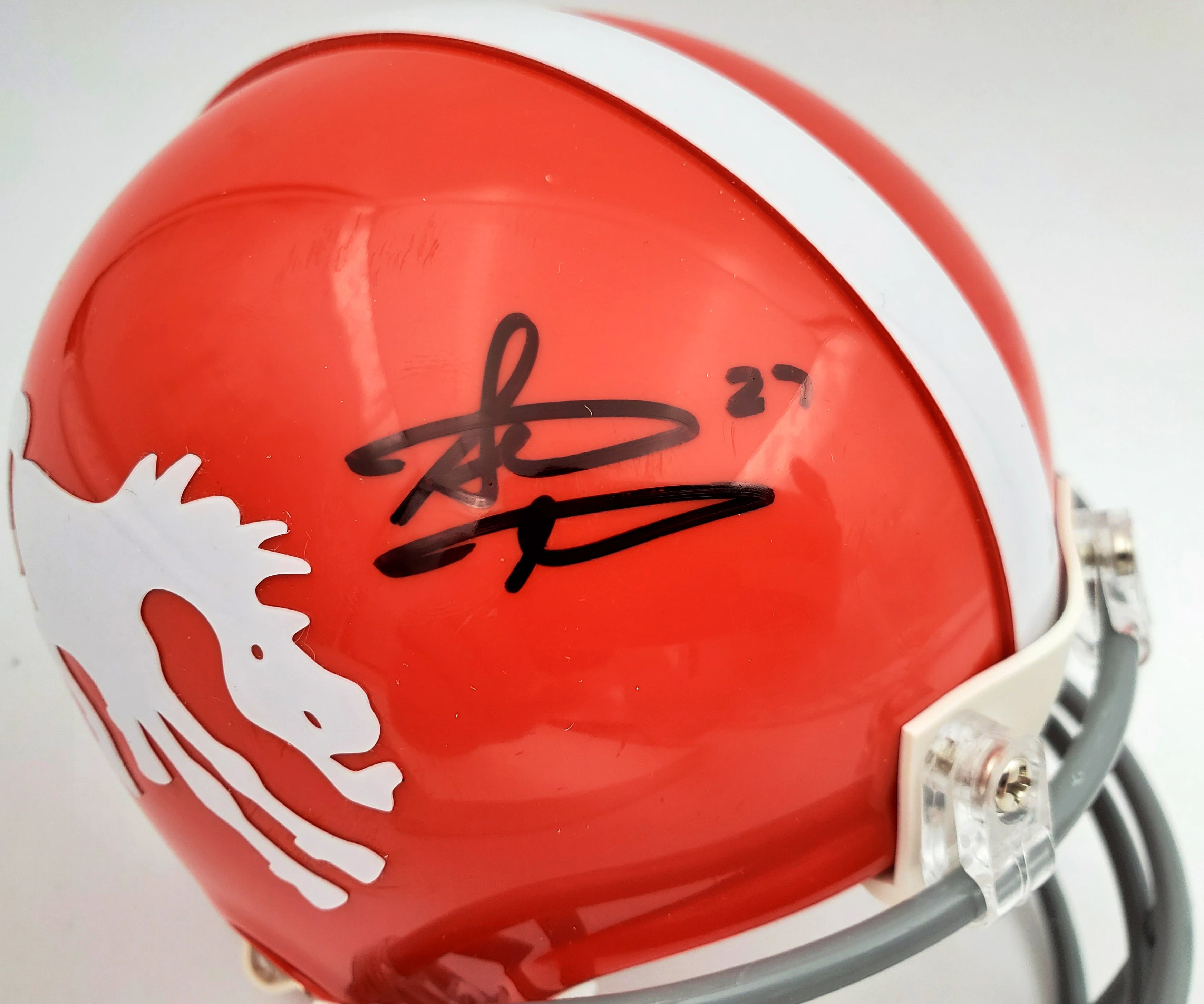 Steve Atwater Autographed Denver Broncos Throwback Orange Mini Helmet - Beckett BAS Certified
