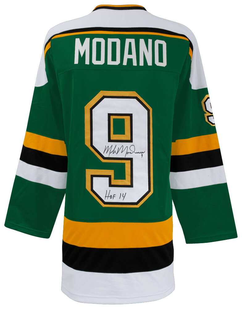 Dallas Stars Mike Modano Signed Green Custom Hockey Jersey w/HOF'14