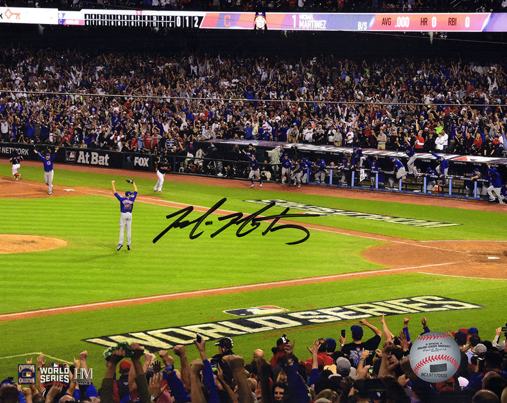 Mike Montgomery Signed Chicago Cubs 2016 World Series Final Out 8x10 Photo