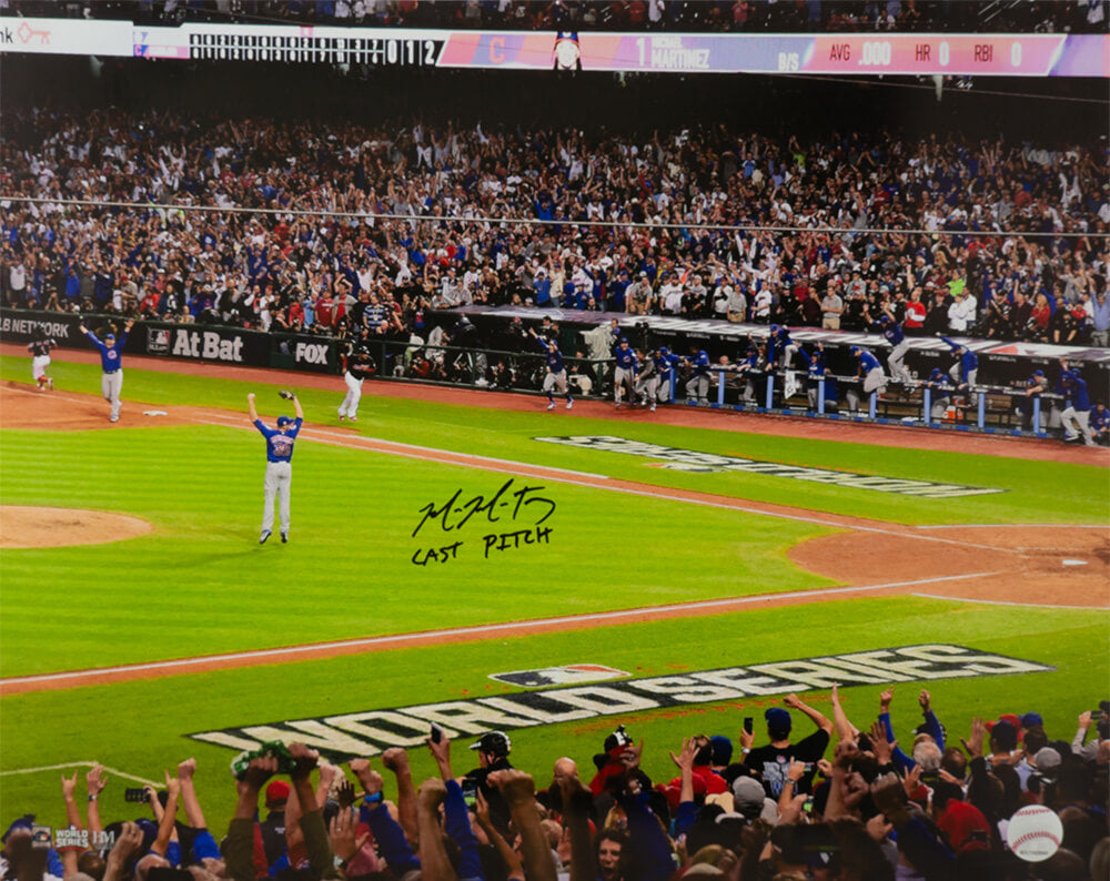 Mike Montgomery Signed Chicago Cubs 2016 World Series Last Play 16x20 Photo w/Last Pitch