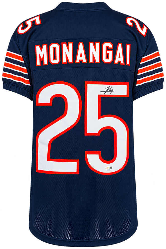 Kyle Monangai Autographed Chicago Bears Navy Custom Football Jersey - JSA Authenticated