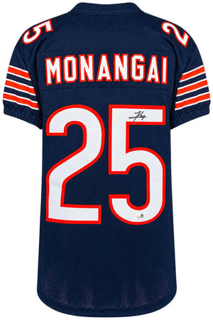 Kyle Monangai Autographed Chicago Bears Navy Custom Football Jersey - JSA Authenticated