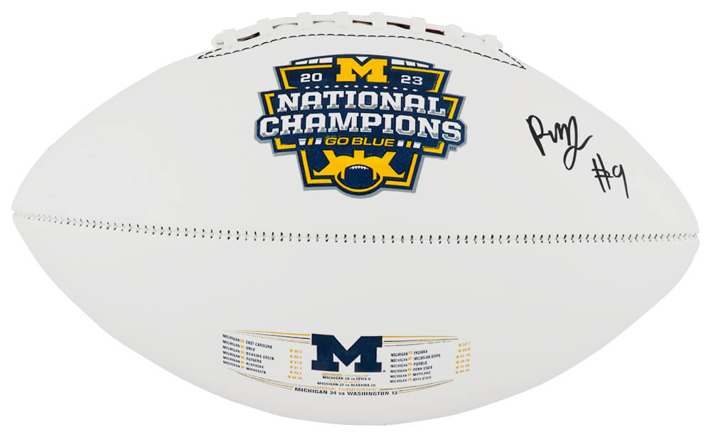 Rod Moore Signed Michigan Wolverines 2023 National Champions Baden White Logo Football