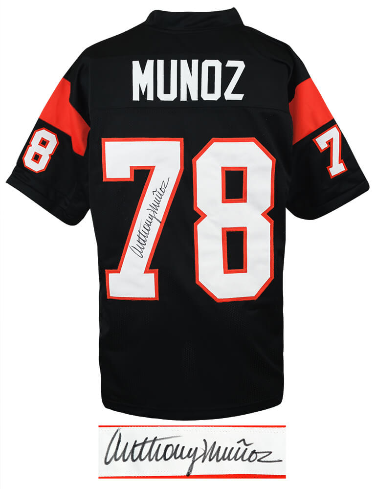 Cincinnati Bengals Anthony Munoz Signed Black Throwback Custom Jersey