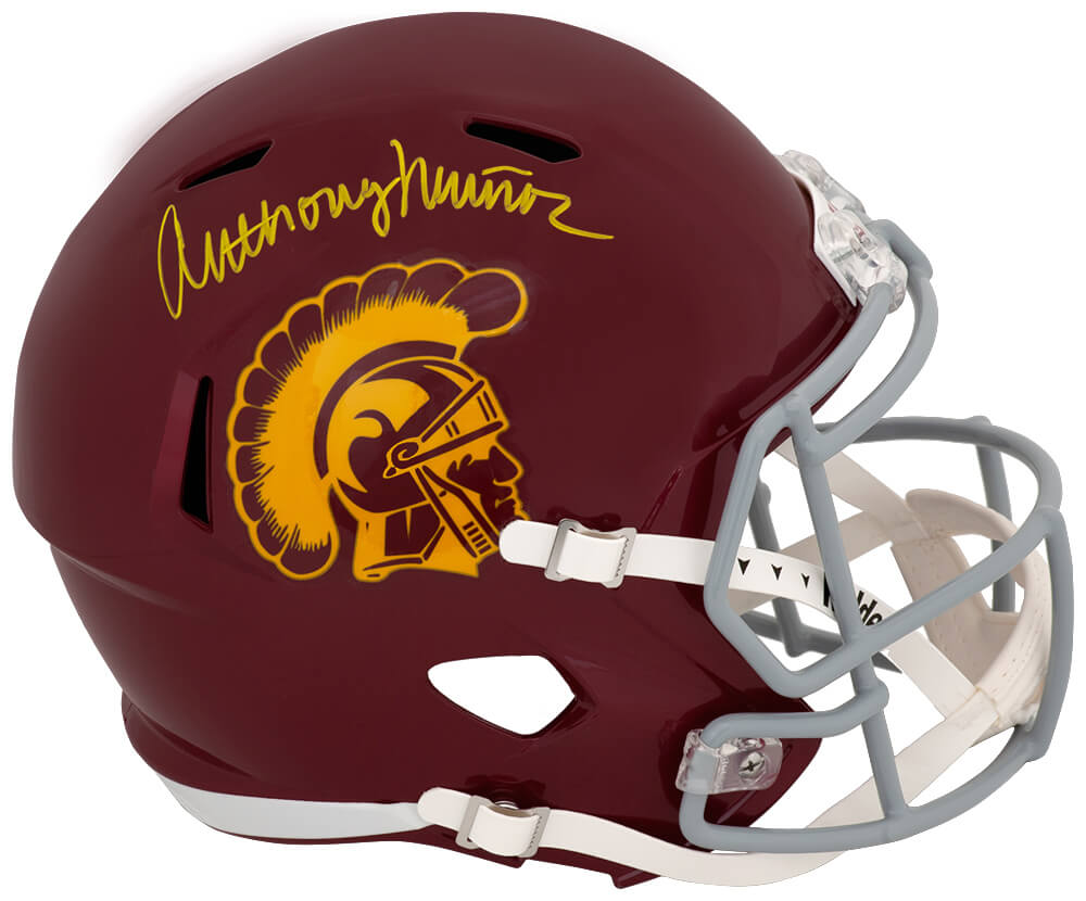 Anthony Muñoz Signed USC Trojans Riddell Speed Replica Helmet Schwartz Auth