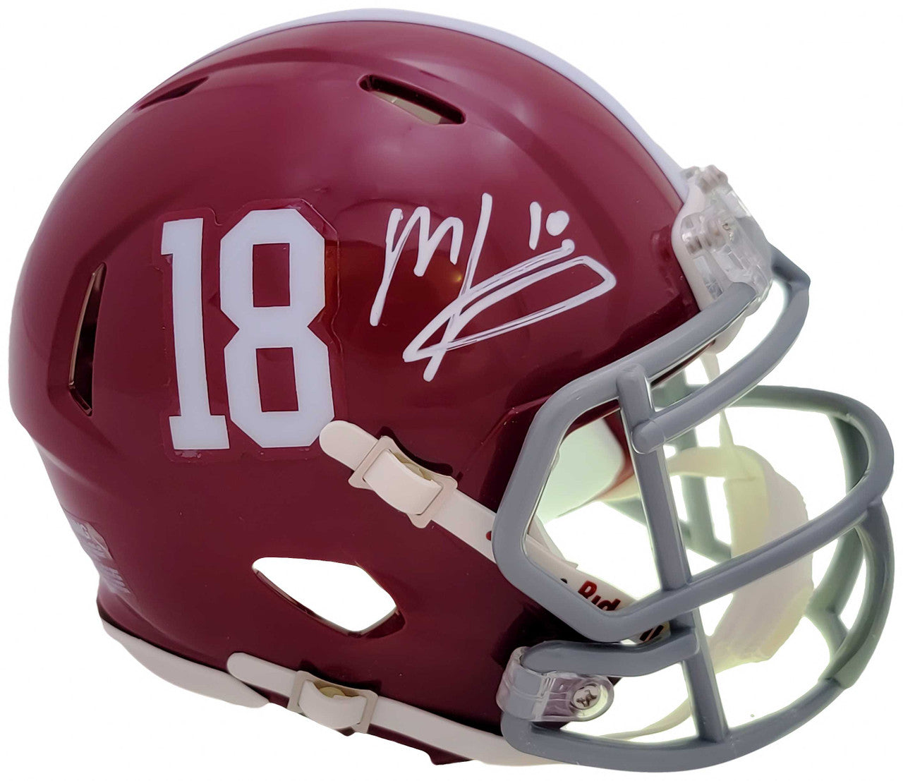 Mac Jones Autographed Alabama Crimson Tide Red Speed Mini Helmet Beckett BAS Witness