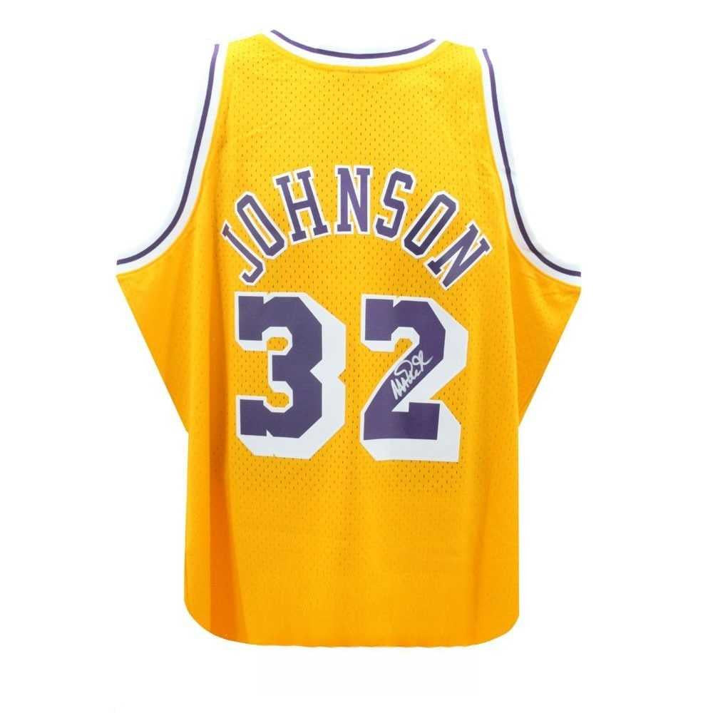 Magic Johnson Autographed Los Angeles Lakers Mitchell & Ness Yellow Jersey - BAS