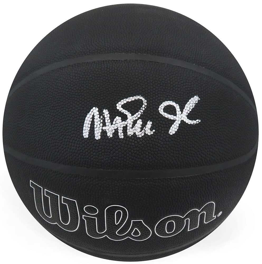 Magic Johnson Signed Wilson 75th Anniversary Logo Black NBA Basketball - Schwartz Authentic