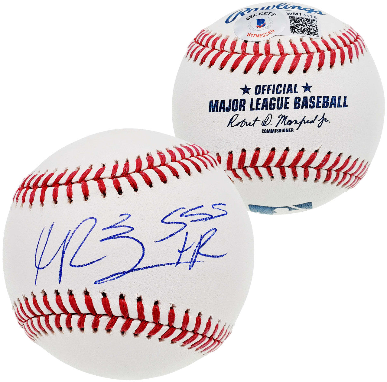 Manny Ramirez Autographed Official MLB Baseball Boston Red Sox "555 HR" Beckett BAS QR