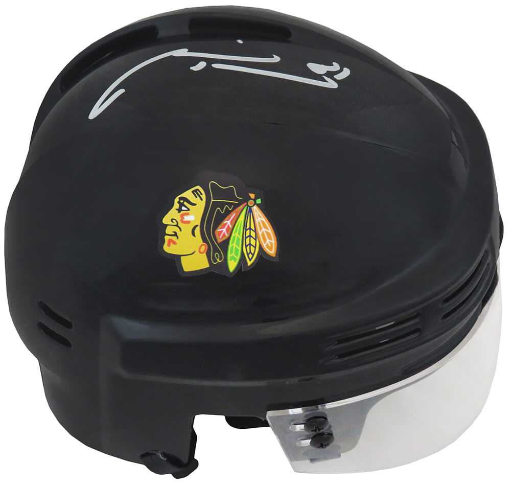 Marian Hossa Signed Chicago Blackhawks Black Hockey Mini Helmet - Schwartz Authenticated