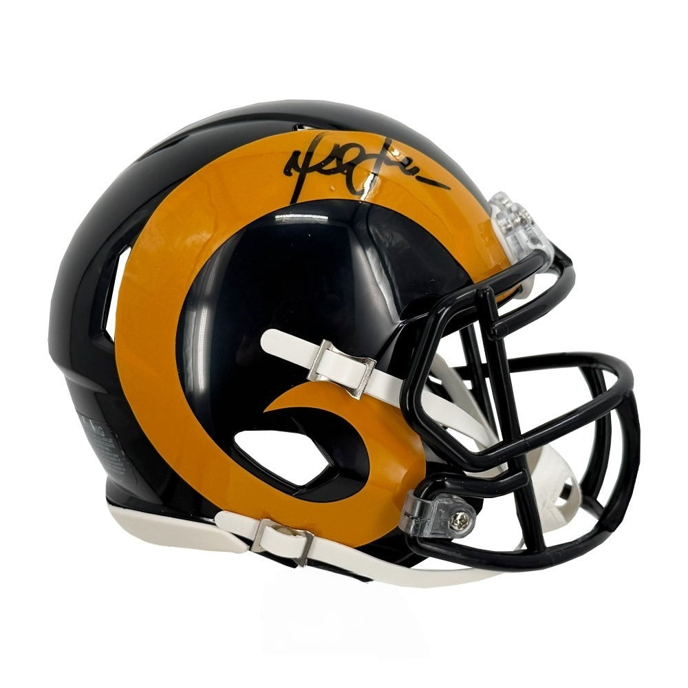 Marshall Faulk Signed Rams 1981-1999 Throwback Speed Mini Helmet - JSA