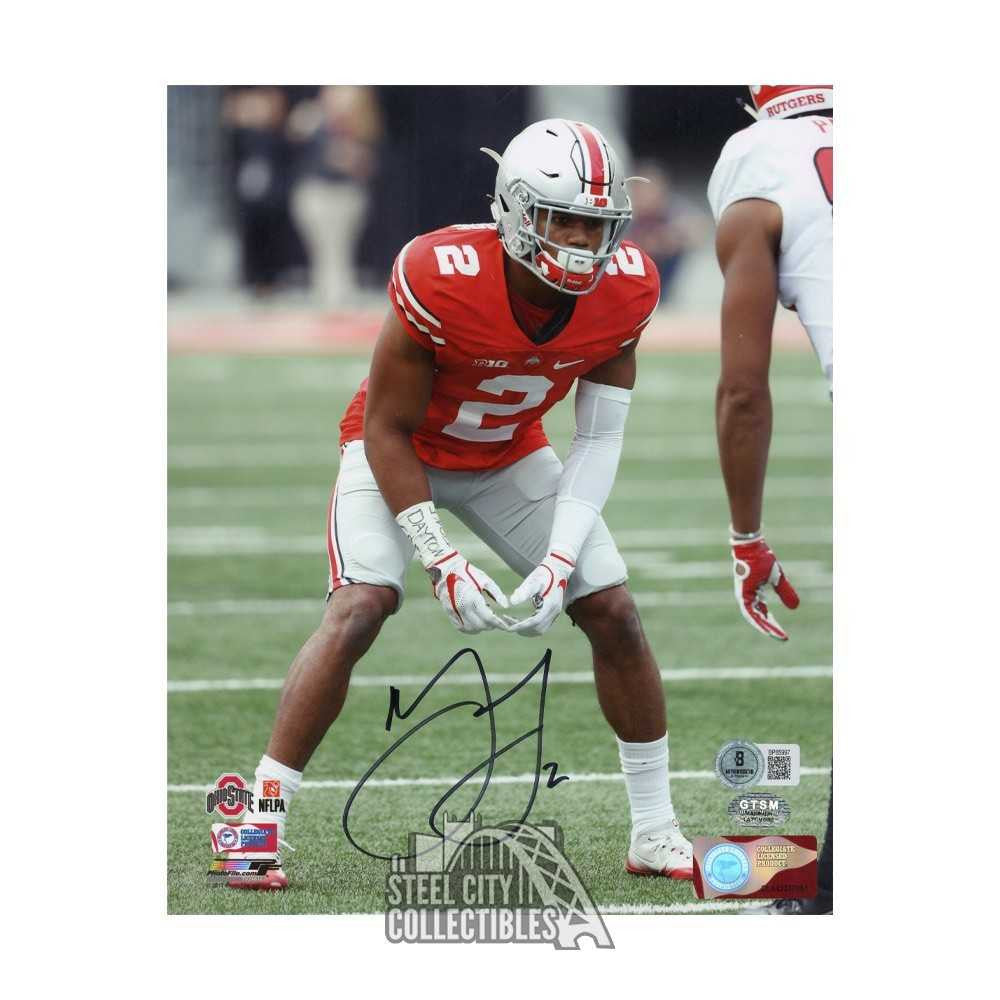 Marshon Lattimore Autographed Ohio State 8x10 Photo - BAS (Red Jersey)