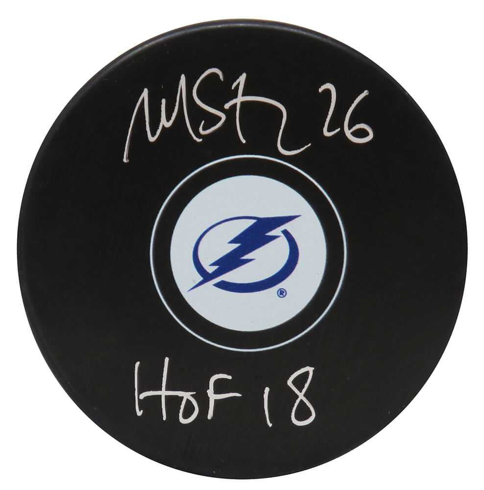 Martin St. Louis Signed Tampa Bay Lightning Hockey Puck w/HOF'18
