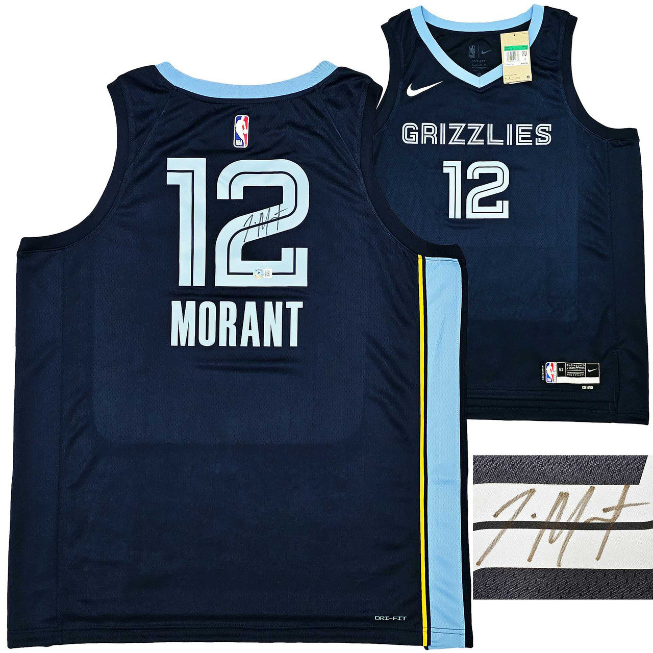 Ja Morant Autographed Dark Blue Icon Jersey – BAS QR!