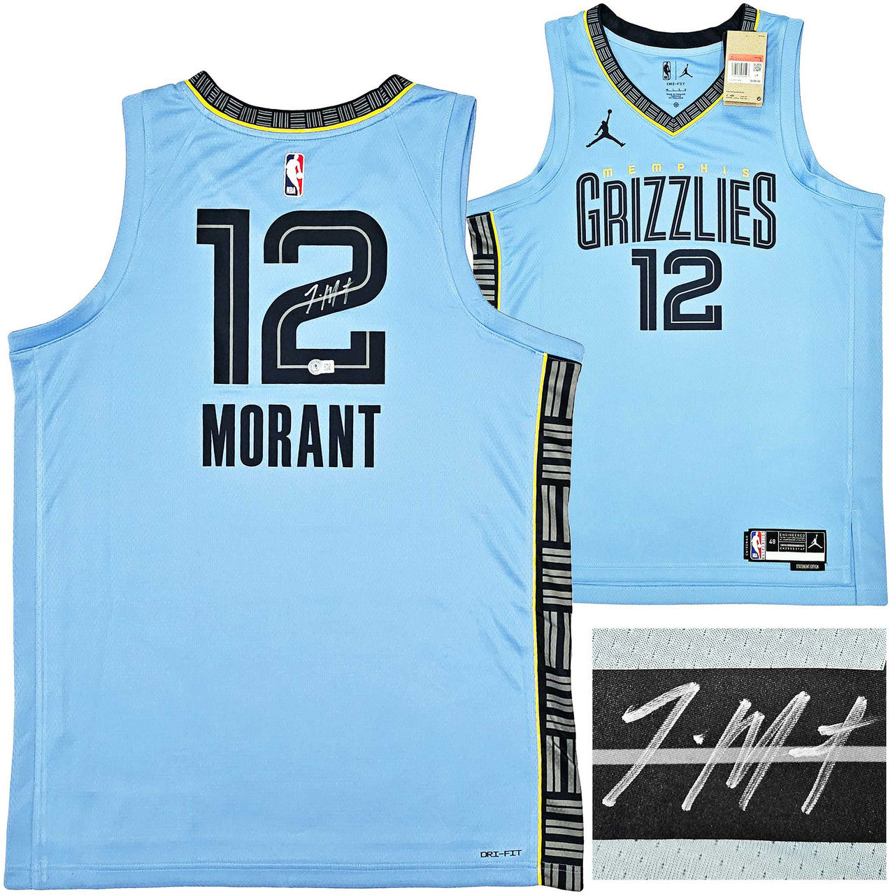 Ja Morant Autographed Light Blue Statement Jersey – BAS QR!